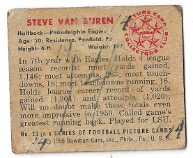 1950 Steve Van Buren (Pro Football HOF) Bowman Football Card
