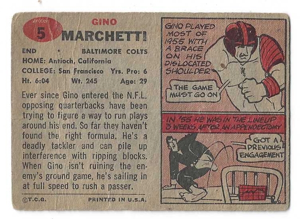 1957 Gino Marchetti (Pro Football HOF) Topps Football Card