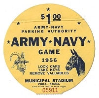 1956 Army vs. Navy Municipal Stadium Parking Authority Pass