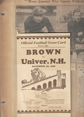 1929 Brown University (NCAA) vs. New Hampshire (4) Page Football Scorecard with Accompanying Page