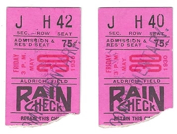 1930 Brown University (NCAA) Baseball Lot of (2) Ticket Stubs with Accompanying Scrapbook Page