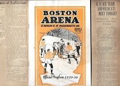 1929 - 30 Boston Arena (Boston University) Hockey Program Affixed to a Scrapbook Page