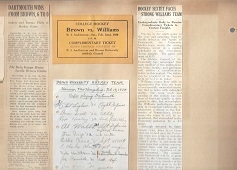 1930 Brown Complimentary Hockey Ticket vs. Williams with Accompanying Ephemera 