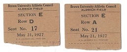 1927 Brown University (NCAA) Lot of (2) Baseball Ticket Stubs 