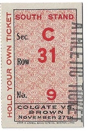1930 Brown University (NCAA) Football Ticket Stub vs. Colgate 