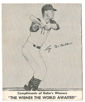 1958 Roy McMillan Kahn's Wieners Baseball Card