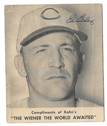 1959 Ed Bailey Kahn's Wieners Baseball Card