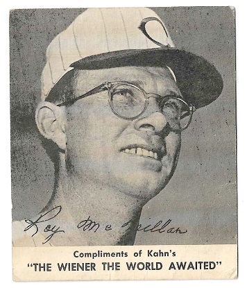 1960 Roy McMillan Kahn's Wieners Baseball Card