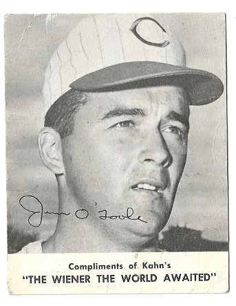 1962 Jim O'Toole Kahn's Wieners Baseball Card