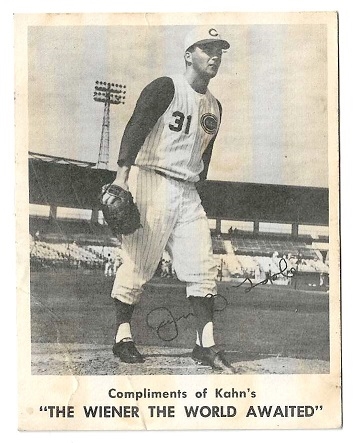 1963 Jim O'Toole Kahn's Wieners Baseball Card