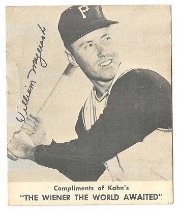 1961 Bill Mazeroski Kahn's Wiener's Baseball Card