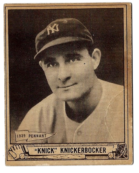 1940 Play Ball - William Knickerbocker (NY Yankees) - Nice Grade Card 