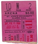 1968 St. Johns (NCAA) College Basketball Ticket Stub