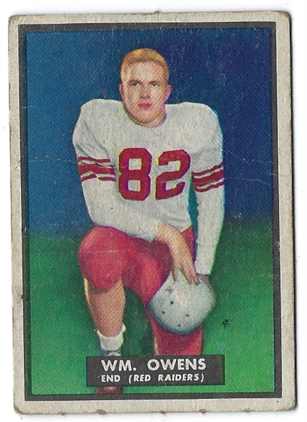 1951 Topps Football Card - Bill Owens - Early Issue