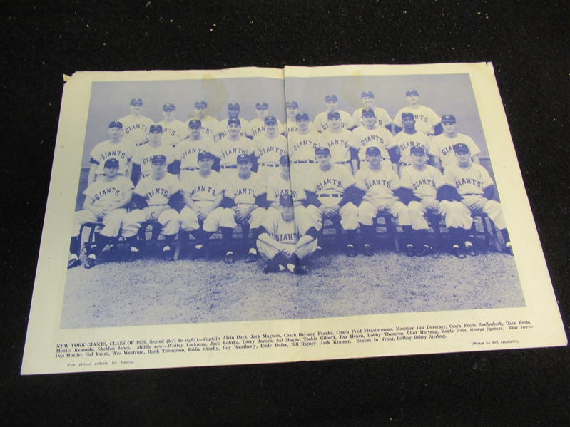 1950 NY Giants Grandstand Manager - With a Fold Open Team Photo - October Edition