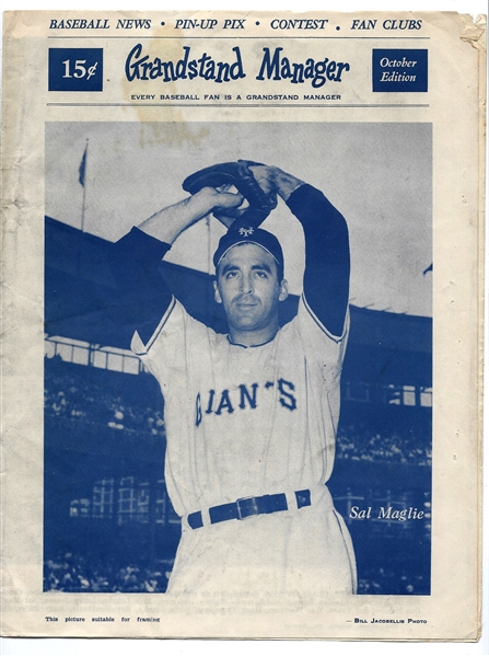 1950 NY Giants Grandstand Manager - With a Fold Open Team Photo - October Edition