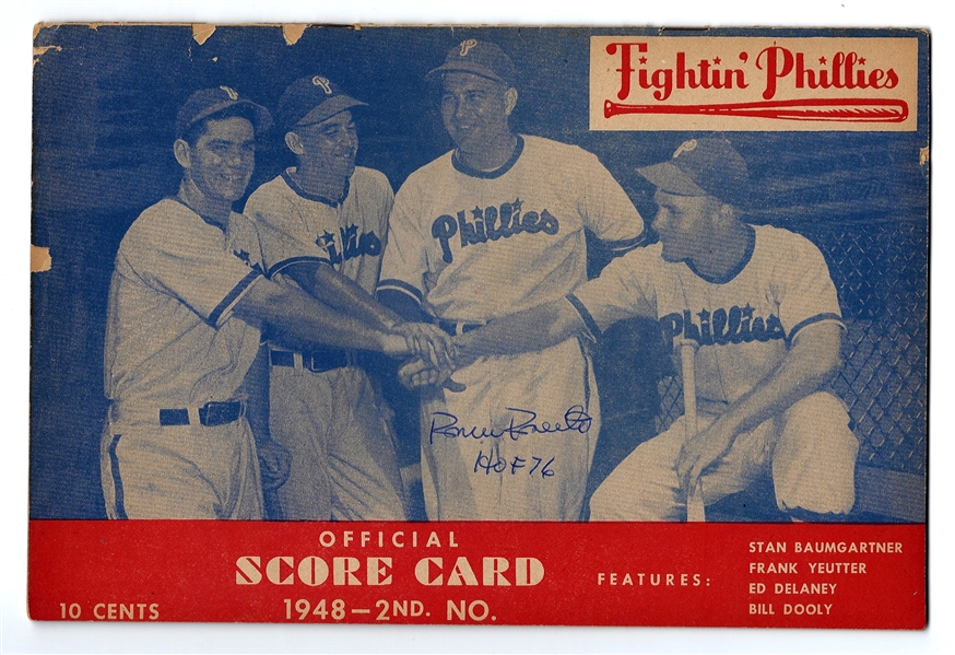 1948 Philadelphia Phillies vs. Boston Braves Program - Warren Spahn hits HR for Visitors