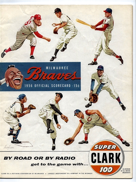 1956 Milwaukee Braves vs. NY Giants Program at Milwaukee County Stadium