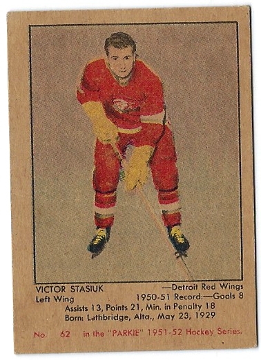 1951 Victor Stasiuk - Detroit Red Wings - Parkhurst  Hockey Card 