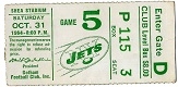 1964 NY Jets (AFL) vs. Boston Patriots Pro Football Ticket at Shea Stadium