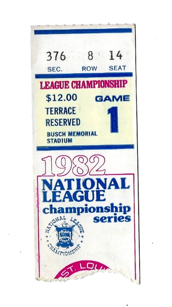 1982 St. Louis Cardinals NLCS Official Ticket Stub - # 1