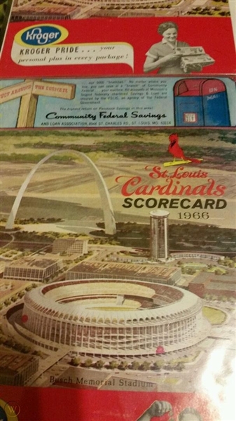 1966 St. Louis Cardinals (1st Year of the New Busch Stadium) Official Scorecard