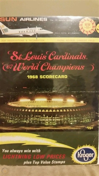 1968 St. Louis Cardinals (NL Champions) Official Scorecard
