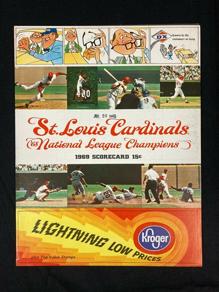 1969 St. Louis Cardinals Official Baseball Scorecard