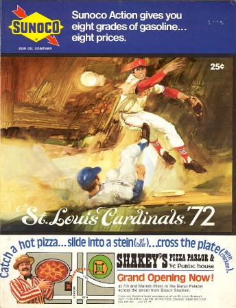 1972 St. Louis Cardinals Official Scorecard at Busch Stadium