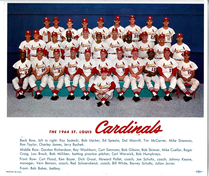 1964 St. Louis Cardinals (World Champions) 8 x 10 Color Team Photo