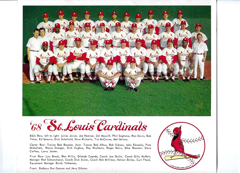 1968 St. Louis Cardinals (NL Champions) 8 x 10 Color Team Photo