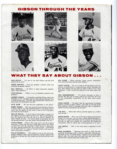 Bob Gibson Booklet - Four Pages - With Facsimile Autograph