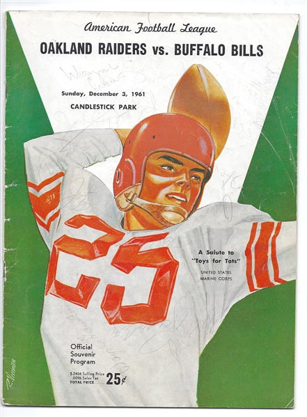 1961 Oakland Raiders (Early AFL) vs. Buffalo Bills Pro Football Program Loaded with Autographs