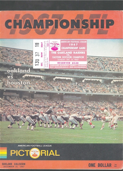 1967 AFL Championship (Oakland vs. Houston) Official Program with Ticket Stub