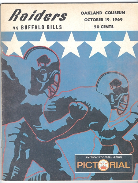 1969 Oakland Raiders (AFL) vs. Buffalo Bills Official Pro Football Program at Oakland