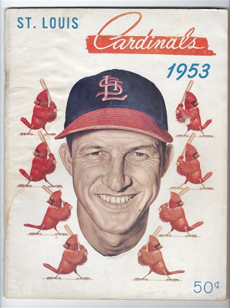 1953 St. Louis Cardinals Official Yearbook with Stan Musial Artwork on Cover