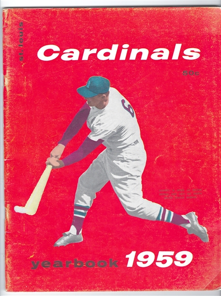 1959 St. Louis Cardinals Official Yearbook - Stan Musial 3000 Hit Front Cover