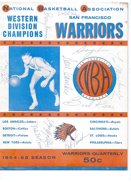1964-65 SF Warriors (NBA) vs. Philadelphia 76'ers Game Program Loaded With Big Name Autographs