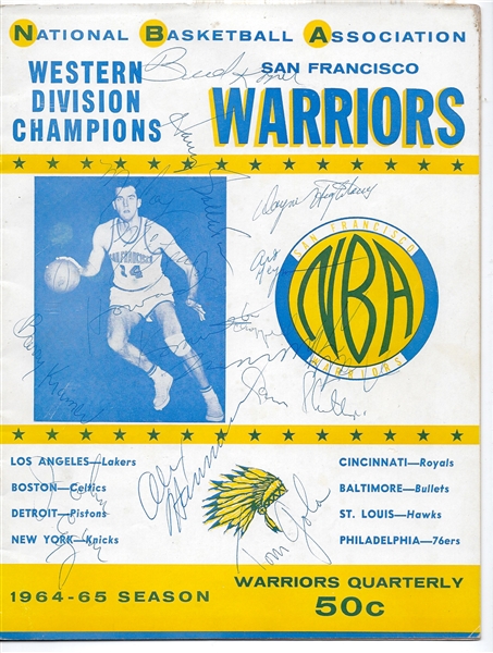 1964 -65 SF Warriors (NBA) vs. NY Knicks Game Program Loaded with Autographs