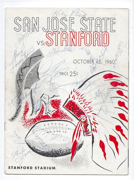 1960 Stanford (NCAA) vs. San Jose State College Football Program Loaded with Player Autographs