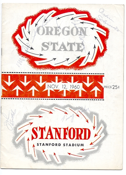1960 Stanford (NCAA) vs. Oregon State College Football Program Loaded with Player Autographs