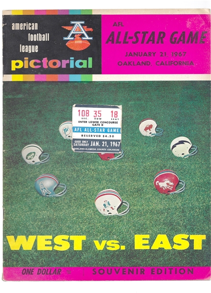 1967 AFL All-Star Game (Oakland Coliseum) Official Program & Ticket Stub