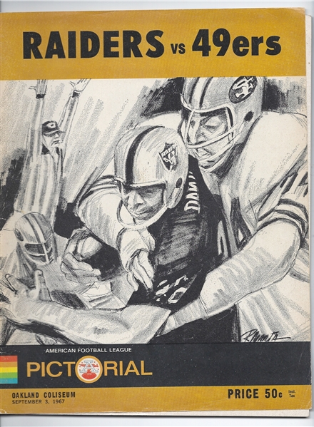 1967 Oakland Raiders (AFL) vs. SF 49'ers Game Program at the Oakland Coliseum