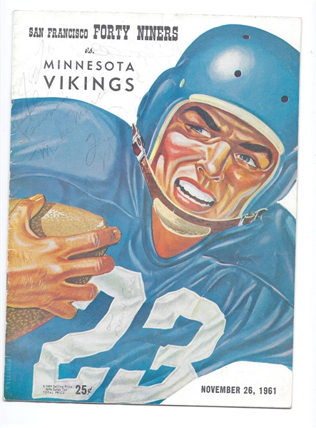1961 SF 49'ers (NFL) vs. Minnesota Vikings Game Program with Numerous Pencil Autographs