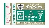 1967 Oakland Raiders (AFL) vs. SF 49'ers Ticket Stub at the Oakland Coliseum
