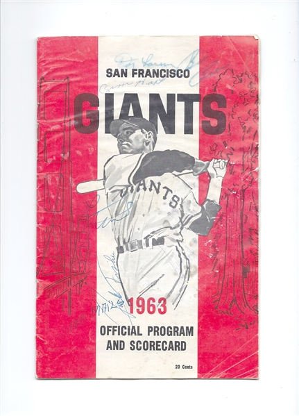 1963 SF Giants (MLB) vs. St. Louis Cardinals Program with Front Cover Autographs