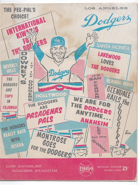 1964 LA Dodgers (MLB) vs. SF Giants Official Game Program at LA - 8/26/64