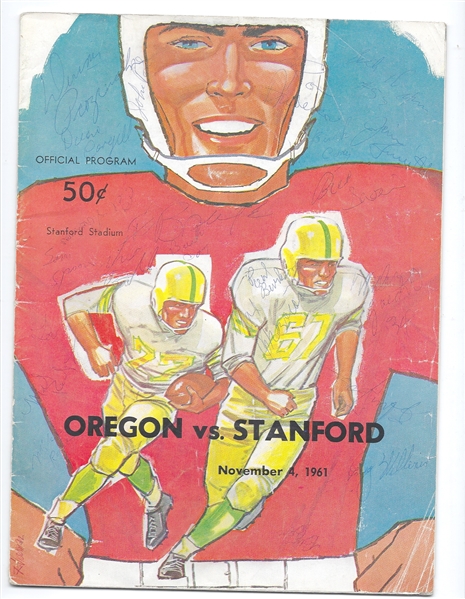 1961 Stanford (NCAA) vs. Oregon College Football Program with Multiple Player Autographs