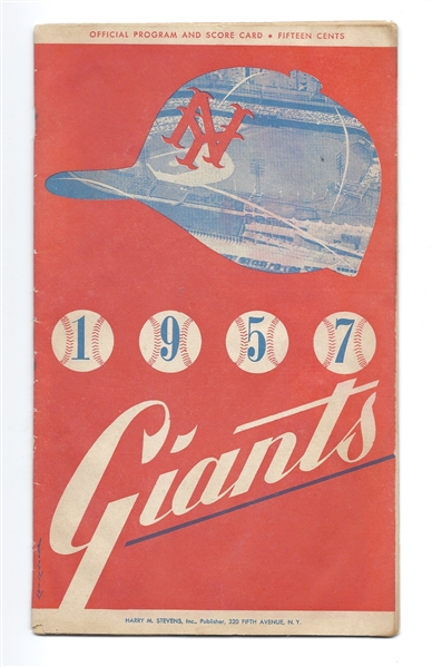 1957 NY Giants (Last Season in New York) vs. Pittsburgh Pirates at the Polo Grounds Program