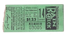 1947 Cincinnati Reds Ticket Stub at Crosley Field - vs. Phillies